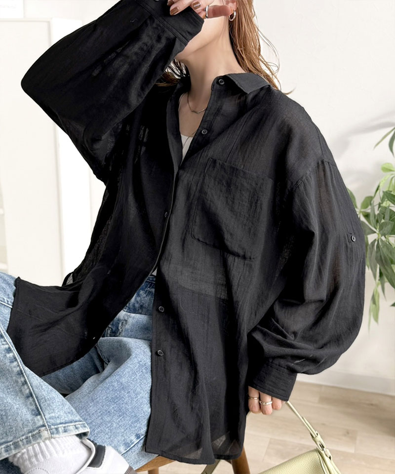 【 クラシカルエルフ classical elf 】オーバーシャツ レディース トップス シャツ ボイルシャンブレー ベーシック ランドヘム オーバーサイズ ブラウス | classicalelf | 07