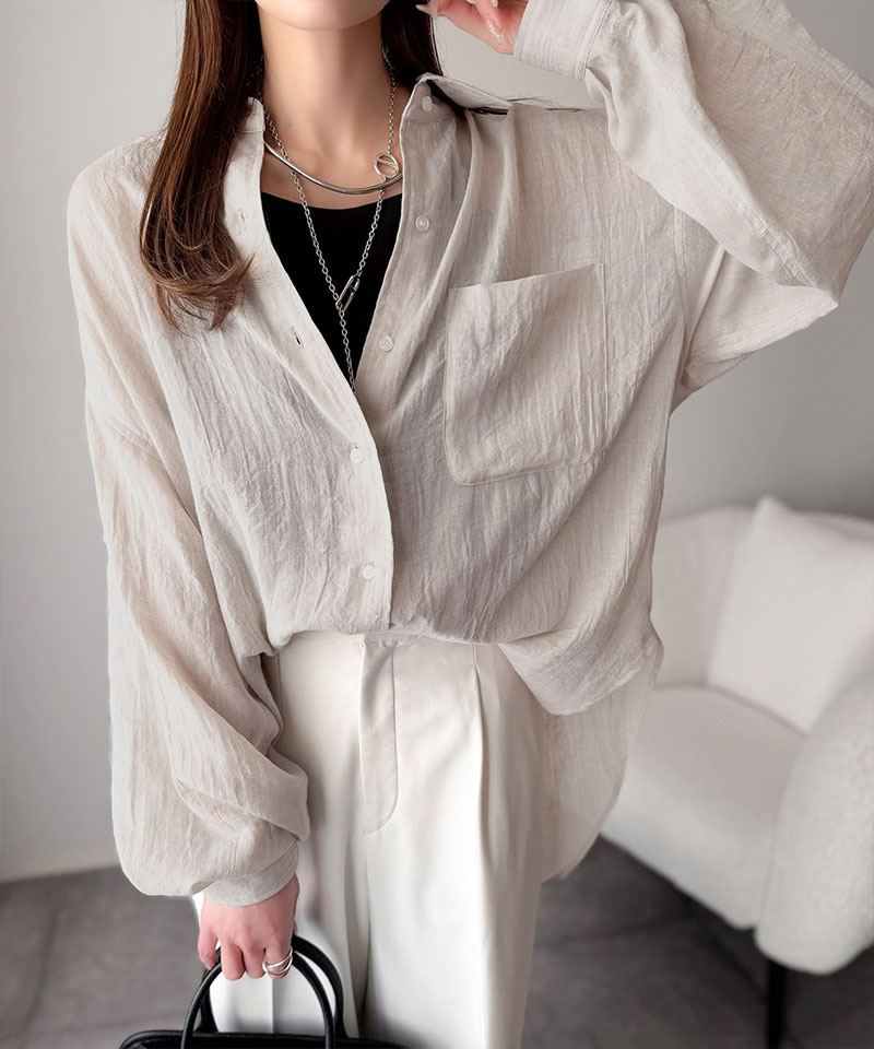 【 クラシカルエルフ classical elf 】オーバーシャツ レディース トップス シャツ ボイルシャンブレー ベーシック ランドヘム オーバーサイズ ブラウス | classicalelf | 11