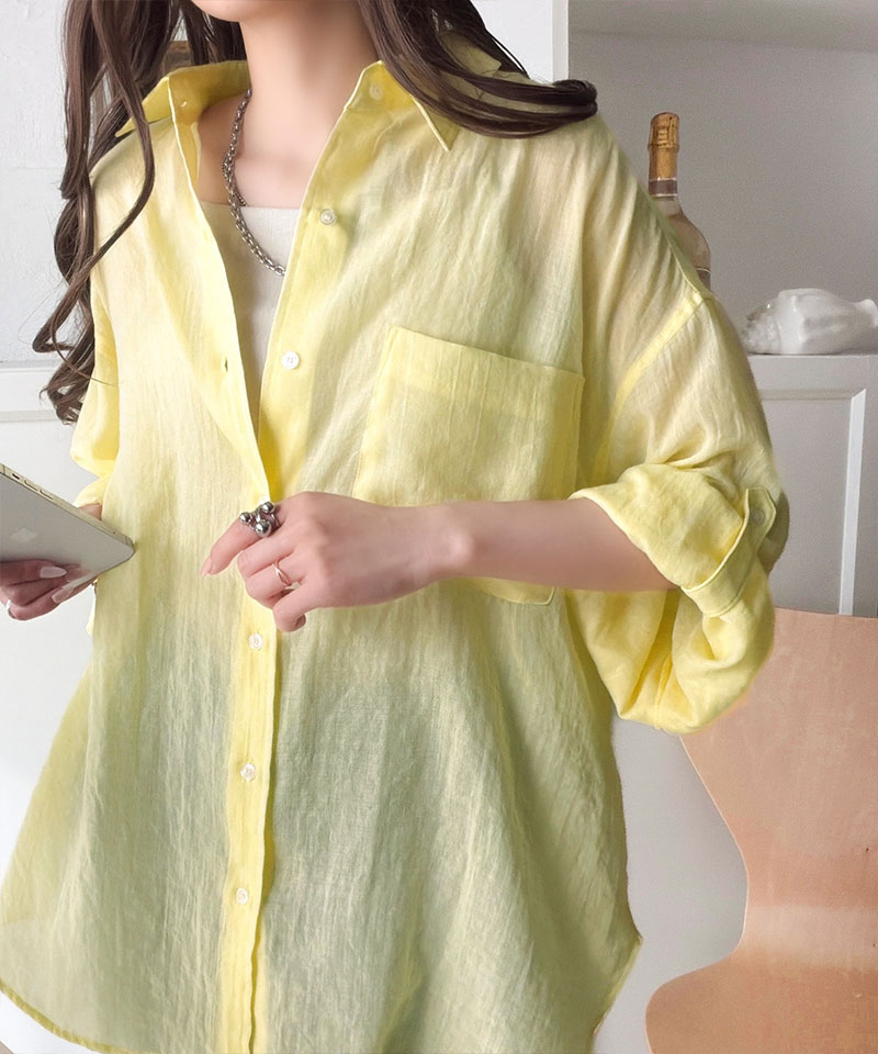 【 クラシカルエルフ classical elf 】オーバーシャツ レディース トップス シャツ ボイルシャンブレー ベーシック ランドヘム オーバーサイズ ブラウス | classicalelf | 15