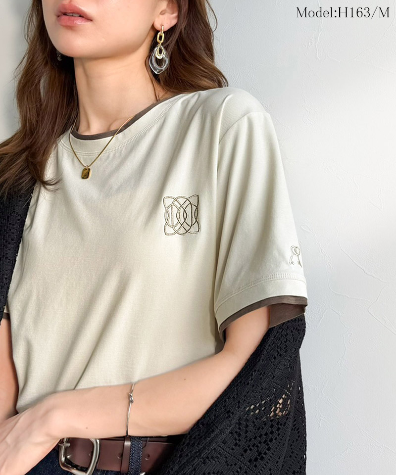 【接触冷感・吸水速乾・UVカット機能付き】ダブルカラーポイント刺繍Tシャツ Classical Elf クラシカルエルフ ce1110189 | classicalelf | 03