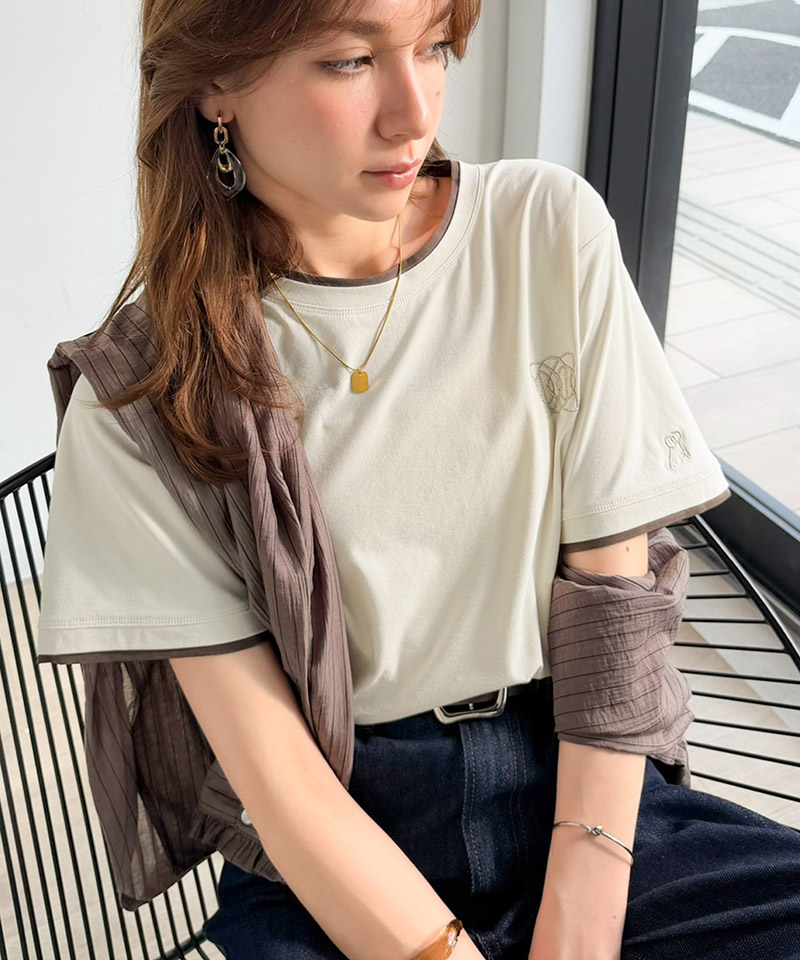 【接触冷感・吸水速乾・UVカット機能付き】ダブルカラーポイント刺繍Tシャツ Classical Elf クラシカルエルフ ce1110189 | classicalelf | 04