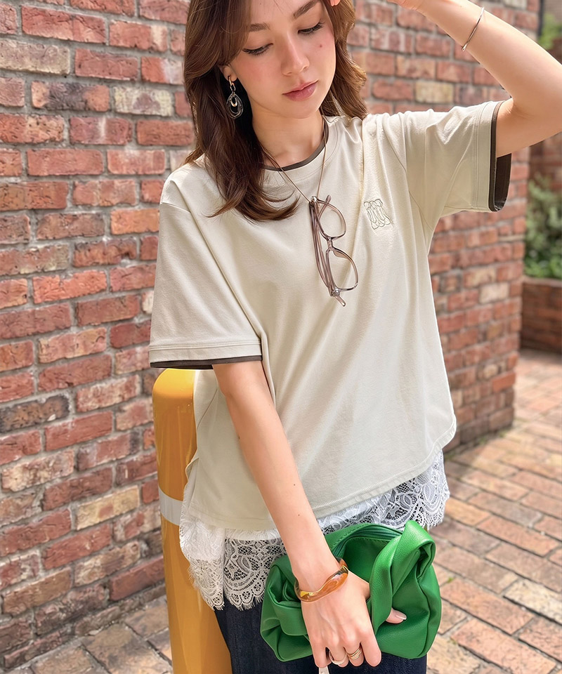 【接触冷感・吸水速乾・UVカット機能付き】ダブルカラーポイント刺繍Tシャツ Classical Elf クラシカルエルフ ce1110189 | classicalelf | 05