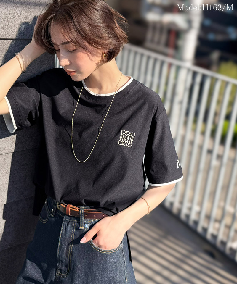 【接触冷感・吸水速乾・UVカット機能付き】ダブルカラーポイント刺繍Tシャツ Classical Elf クラシカルエルフ ce1110189 | classicalelf | 06