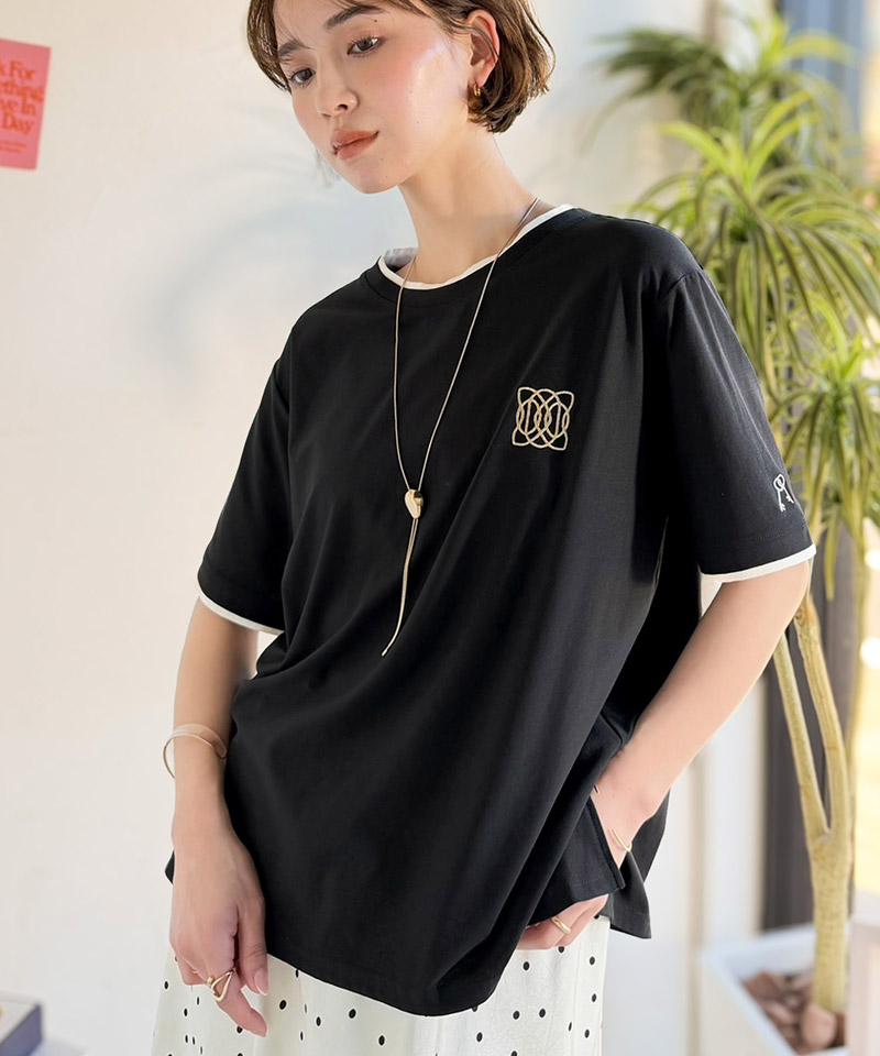 【接触冷感・吸水速乾・UVカット機能付き】ダブルカラーポイント刺繍Tシャツ Classical Elf クラシカルエルフ ce1110189 | classicalelf | 08