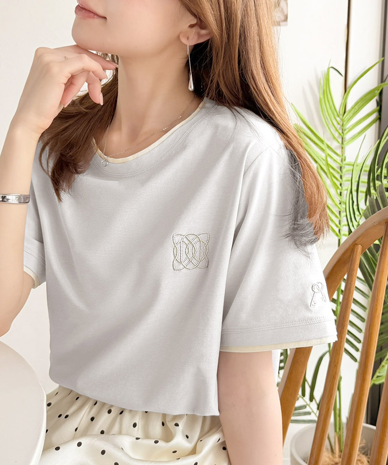 【接触冷感・吸水速乾・UVカット機能付き】ダブルカラーポイント刺繍Tシャツ Classical Elf クラシカルエルフ ce1110189 | classicalelf | 10