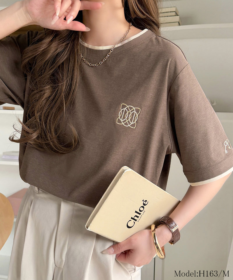 【接触冷感・吸水速乾・UVカット機能付き】ダブルカラーポイント刺繍Tシャツ Classical Elf クラシカルエルフ ce1110189 | classicalelf | 12