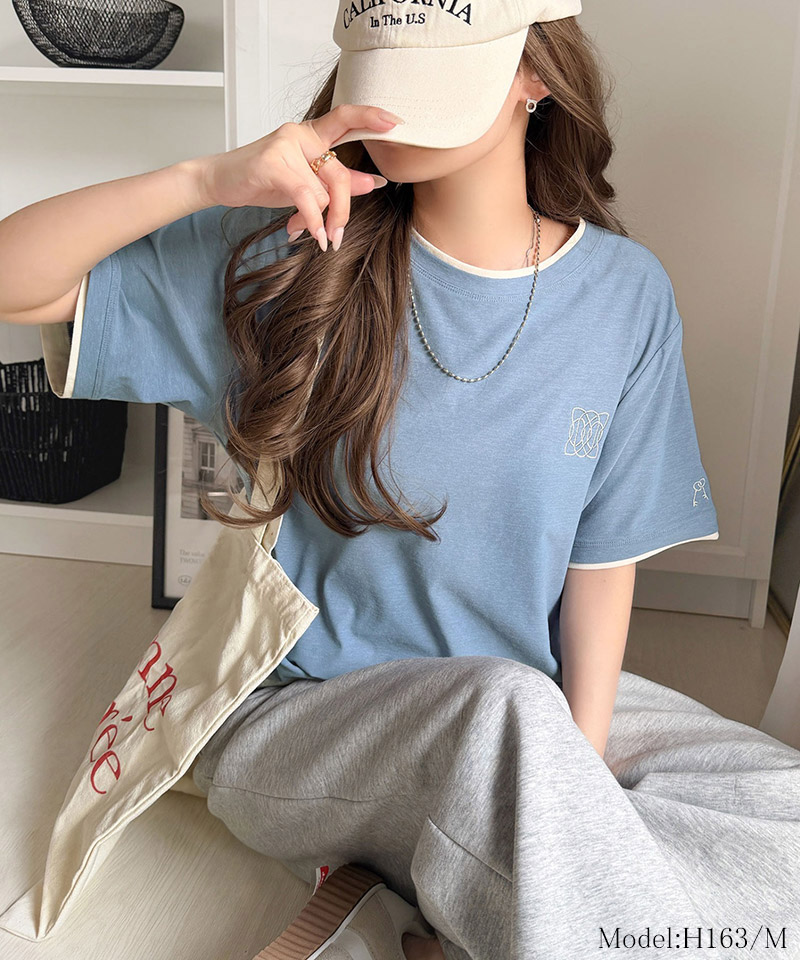【接触冷感・吸水速乾・UVカット機能付き】ダブルカラーポイント刺繍Tシャツ Classical Elf クラシカルエルフ ce1110189 | classicalelf | 15