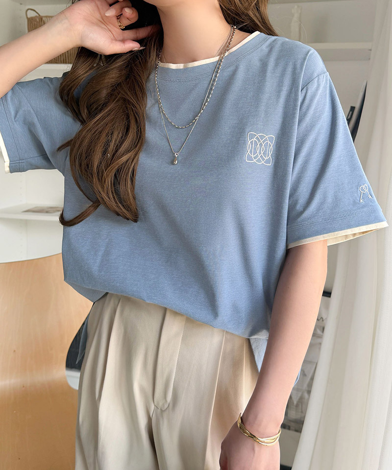 【接触冷感・吸水速乾・UVカット機能付き】ダブルカラーポイント刺繍Tシャツ Classical Elf クラシカルエルフ ce1110189 | classicalelf | 16