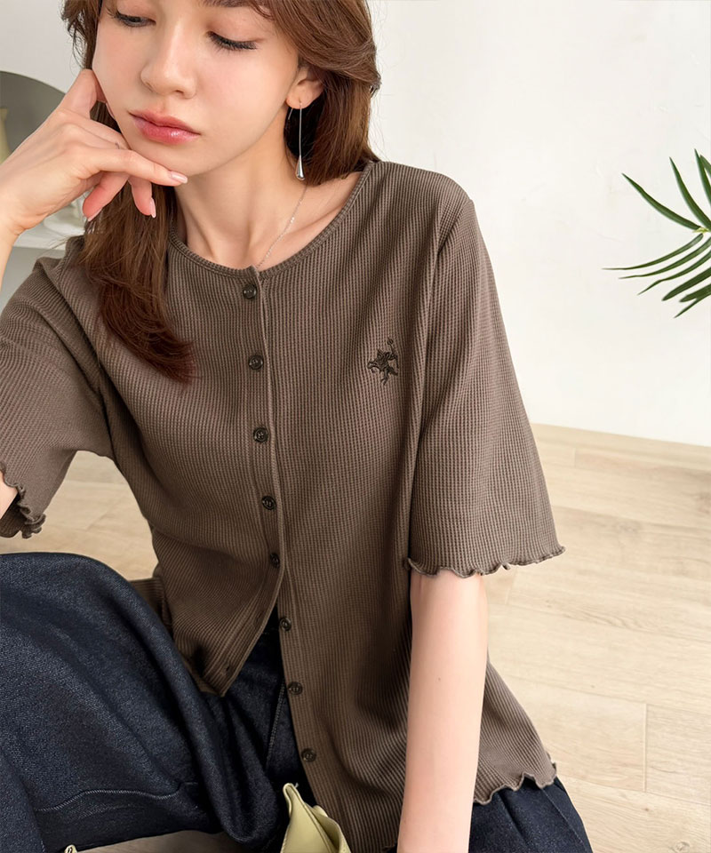胸刺繍メロウワッフルカーディガン（半袖） Classical Elf クラシカルエルフ ce1110192 | classicalelf | 15