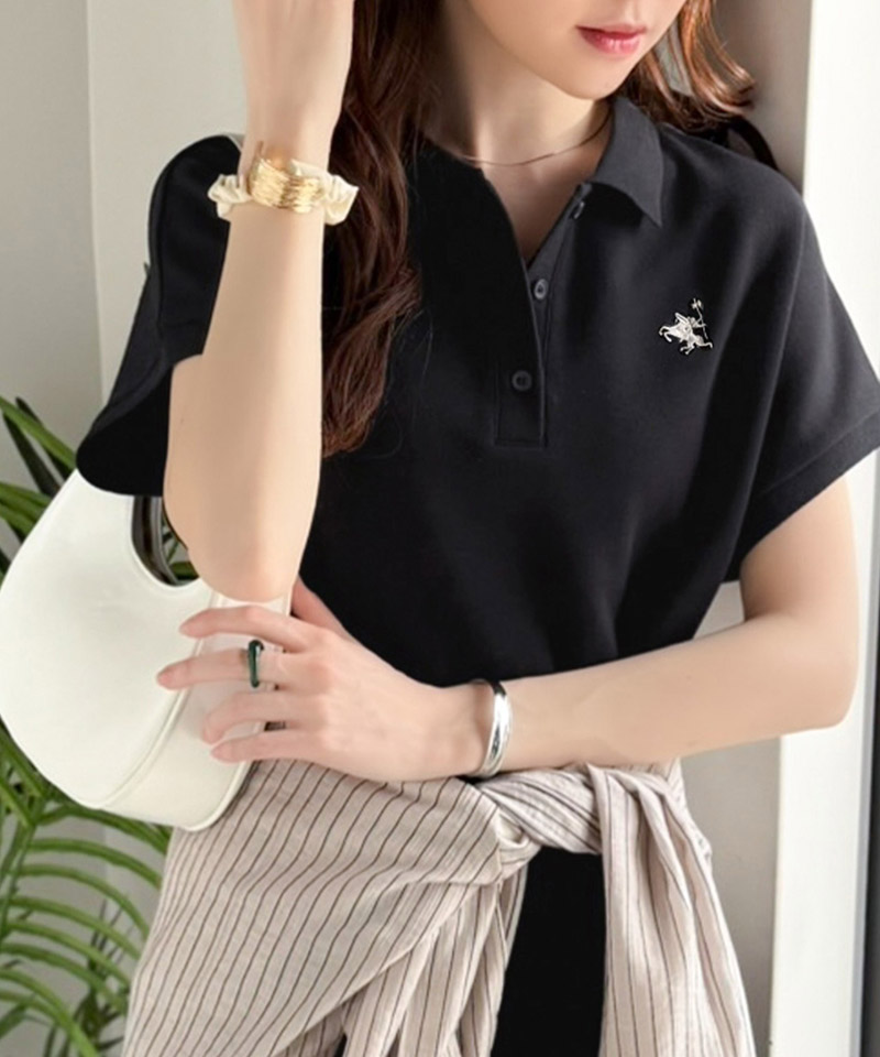 【 クラシカルエルフ classical elf 】ワンピース レディース フレンチスリーブ 鹿の子 カジュアル クラシカル Aライン ポロシャツワンピース 刺繍ロゴ | classicalelf | 11