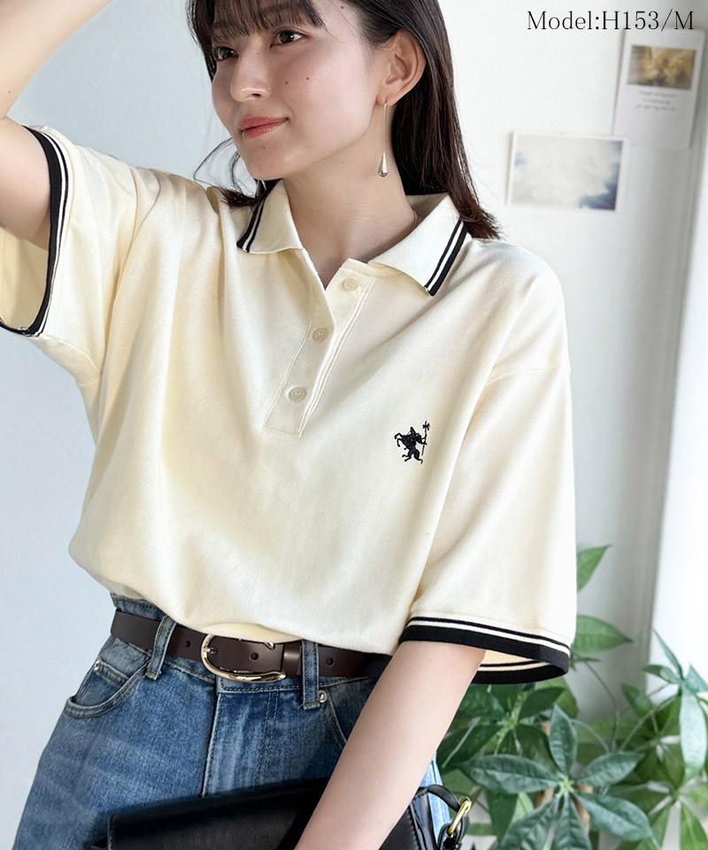 【 クラシカルエルフ classical elf 】ポロシャツ レディース 半袖 トップス スポーティ 鹿の子 ロゴ刺繍 綿100％ メンズライク 甘辛バランス | classicalelf | 02