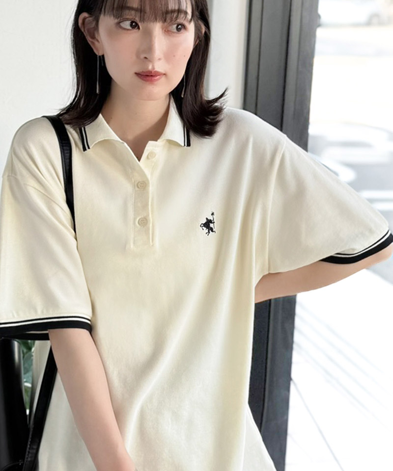 【 クラシカルエルフ classical elf 】ポロシャツ レディース 半袖 トップス スポーティ 鹿の子 ロゴ刺繍 綿100％ メンズライク 甘辛バランス | classicalelf | 03
