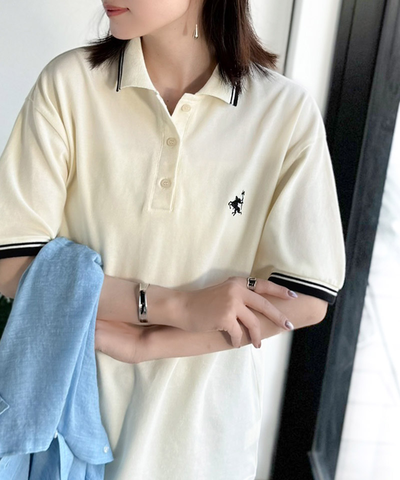 【 クラシカルエルフ classical elf 】ポロシャツ レディース 半袖 トップス スポーティ 鹿の子 ロゴ刺繍 綿100％ メンズライク 甘辛バランス | classicalelf | 04