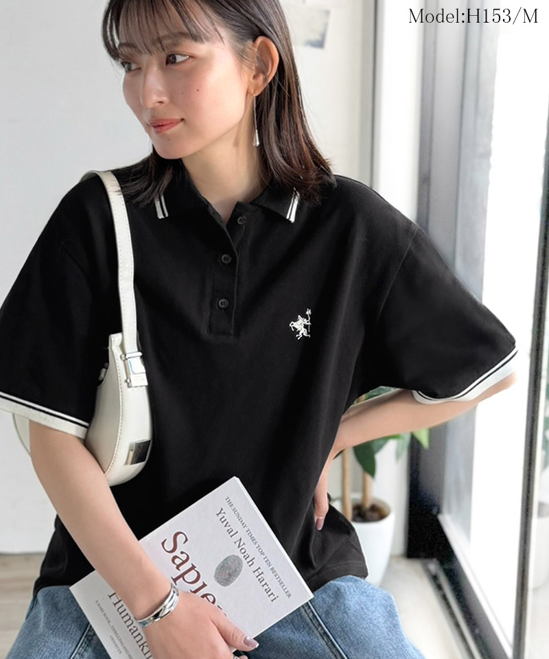 【 クラシカルエルフ classical elf 】ポロシャツ レディース 半袖 トップス スポーティ 鹿の子 ロゴ刺繍 綿100％ メンズライク 甘辛バランス | classicalelf | 05