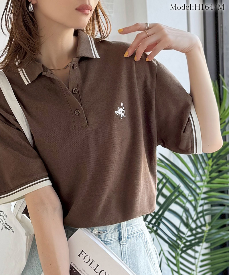 【 クラシカルエルフ classical elf 】ポロシャツ レディース 半袖 トップス スポーティ 鹿の子 ロゴ刺繍 綿100％ メンズライク 甘辛バランス | classicalelf | 09