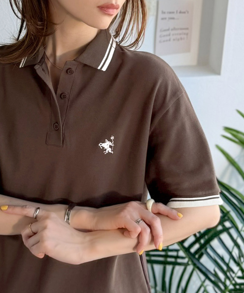 【 クラシカルエルフ classical elf 】ポロシャツ レディース 半袖 トップス スポーティ 鹿の子 ロゴ刺繍 綿100％ メンズライク 甘辛バランス | classicalelf | 10