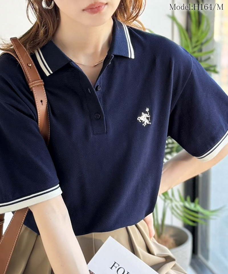 【 クラシカルエルフ classical elf 】ポロシャツ レディース 半袖 トップス スポーティ 鹿の子 ロゴ刺繍 綿100％ メンズライク 甘辛バランス | classicalelf | 12