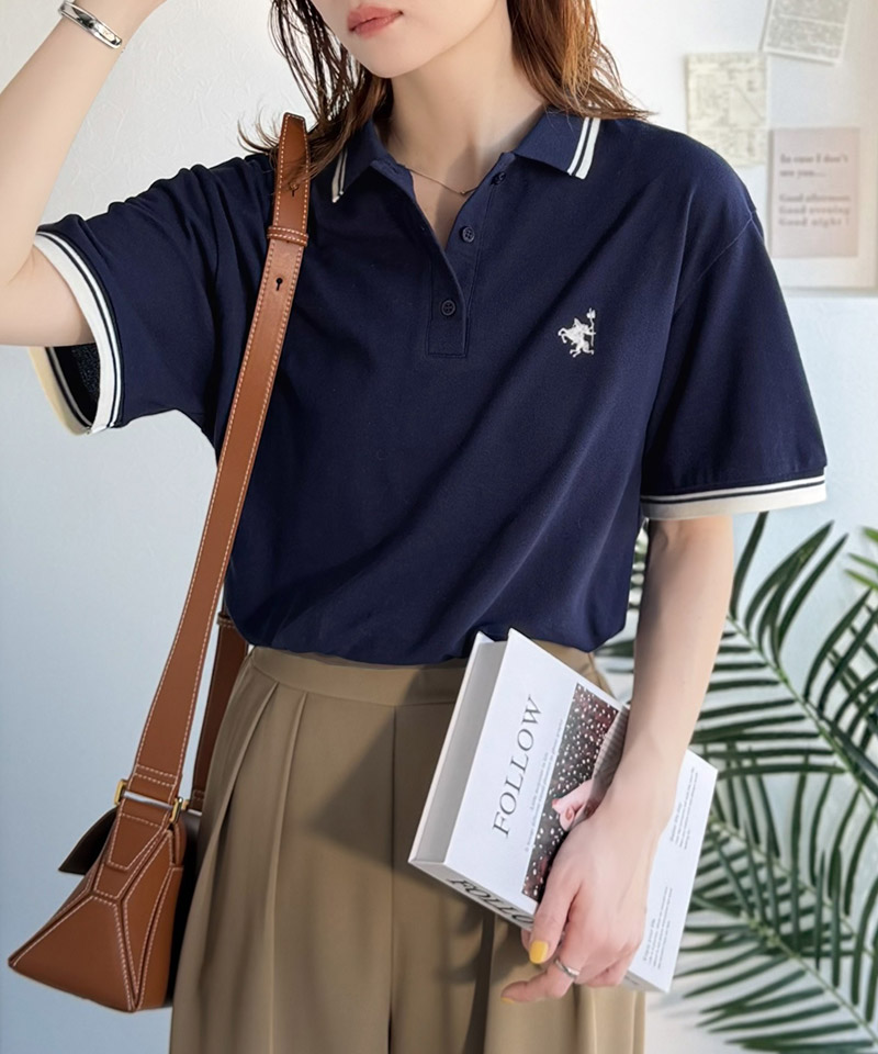 【 クラシカルエルフ classical elf 】ポロシャツ レディース 半袖 トップス スポーティ 鹿の子 ロゴ刺繍 綿100％ メンズライク 甘辛バランス | classicalelf | 14