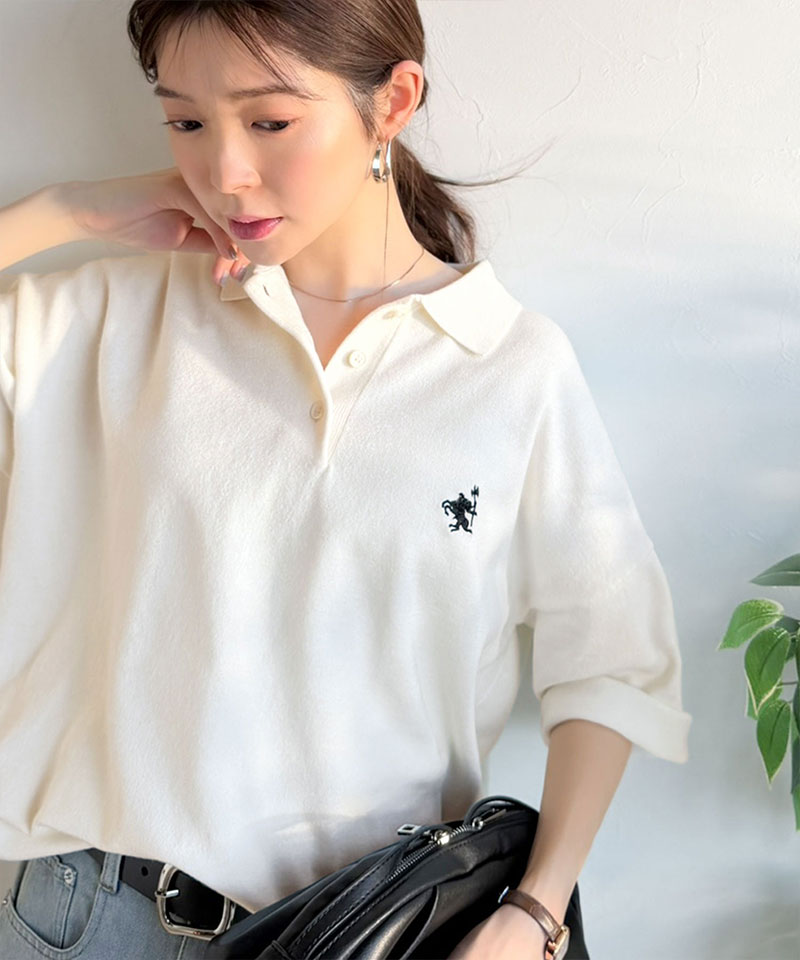 【 クラシカルエルフ classical elf 】ポロシャツ レディース トップス Tシャツ ワンポイント 刺繍 ルーズ ポロ ニット プルオーバー 半袖 おしゃれ | classicalelf | 04