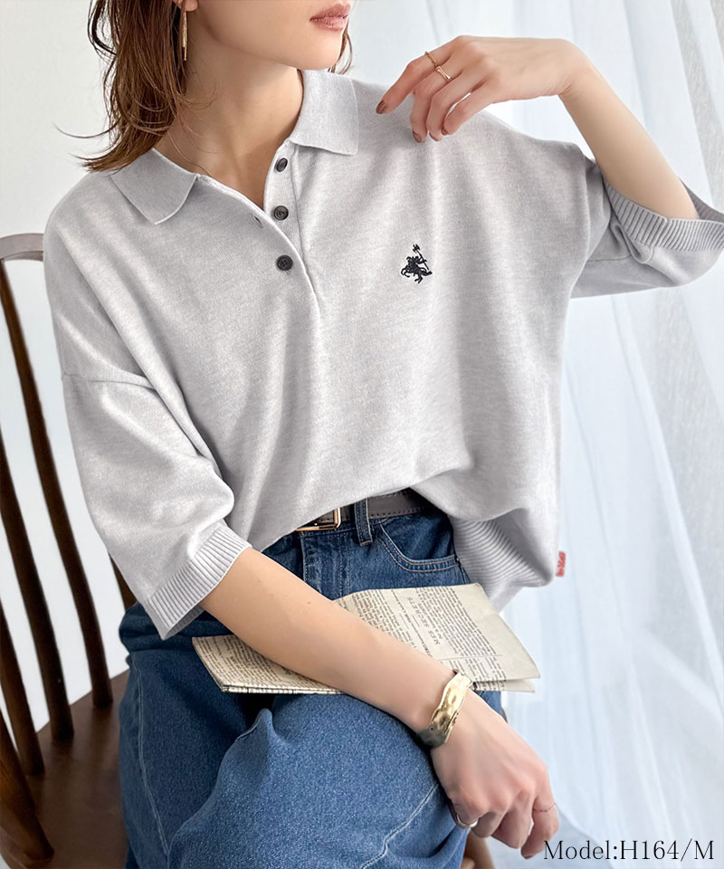 【 クラシカルエルフ classical elf 】ポロシャツ レディース トップス Tシャツ ワンポイント 刺繍 ルーズ ポロ ニット プルオーバー 半袖 おしゃれ | classicalelf | 05