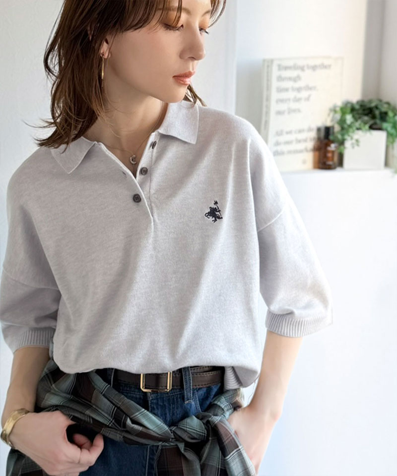 【 クラシカルエルフ classical elf 】ポロシャツ レディース トップス Tシャツ ワンポイント 刺繍 ルーズ ポロ ニット プルオーバー 半袖 おしゃれ | classicalelf | 06