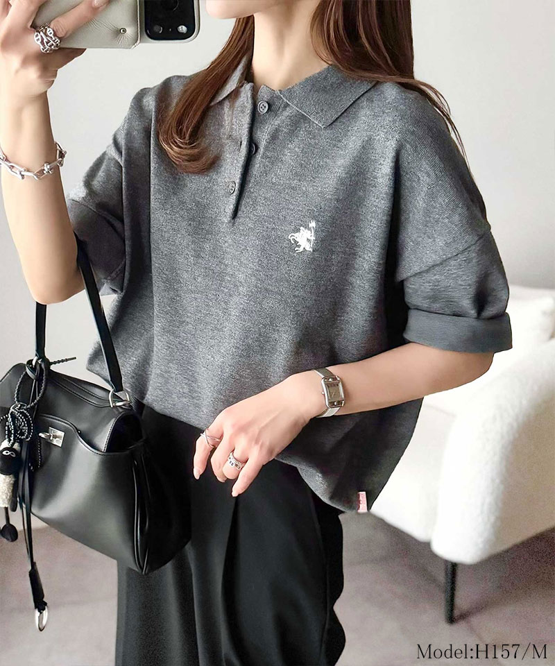 【 クラシカルエルフ classical elf 】ポロシャツ レディース トップス Tシャツ ワンポイント 刺繍 ルーズ ポロ ニット プルオーバー 半袖 おしゃれ | classicalelf | 08