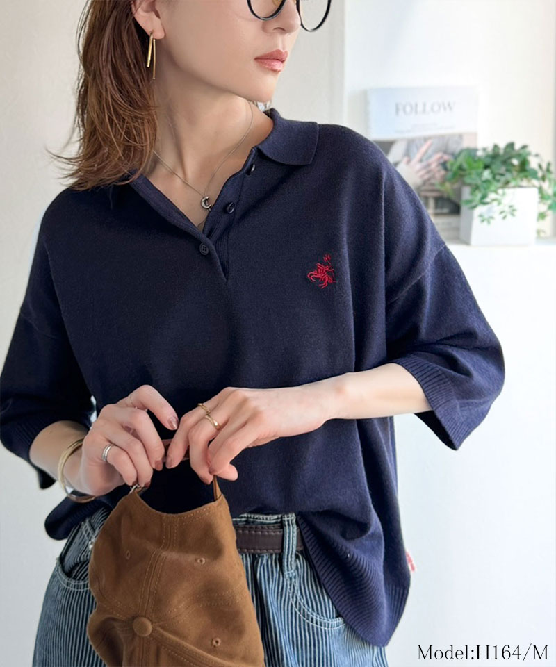 【 クラシカルエルフ classical elf 】ポロシャツ レディース トップス Tシャツ ワンポイント 刺繍 ルーズ ポロ ニット プルオーバー 半袖 おしゃれ | classicalelf | 11