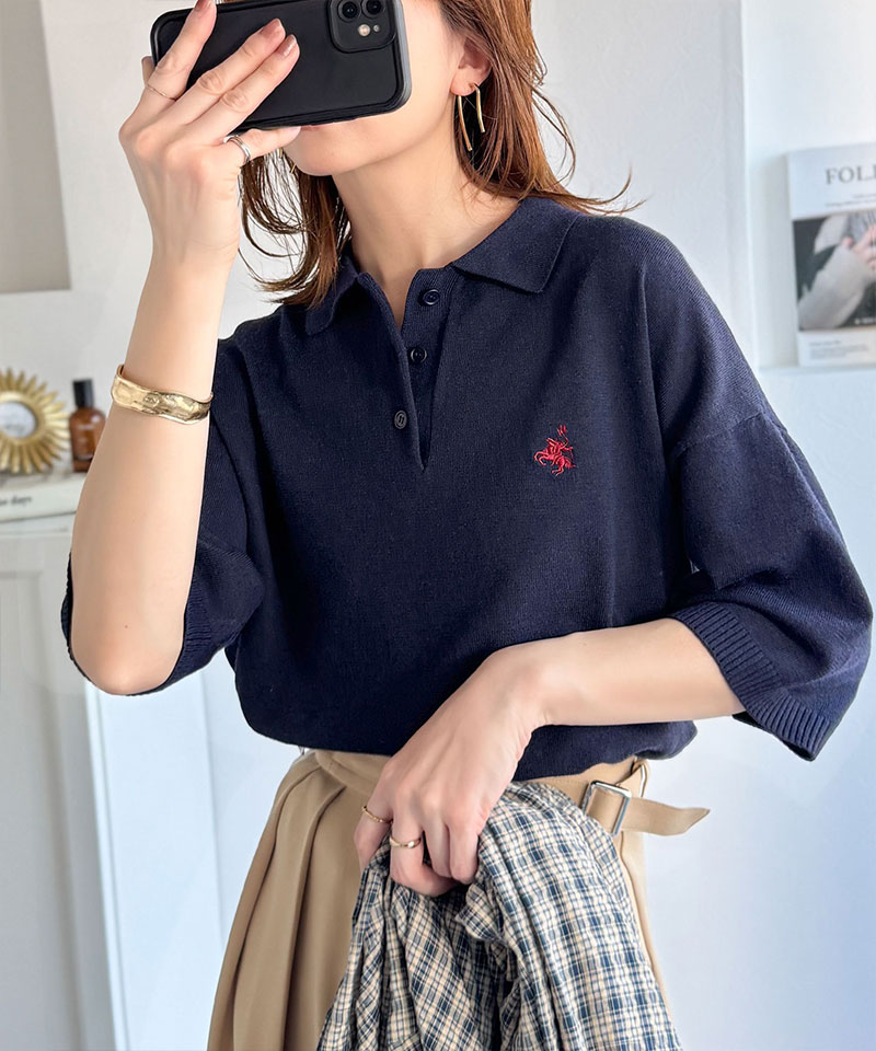 【 クラシカルエルフ classical elf 】ポロシャツ レディース トップス Tシャツ ワンポイント 刺繍 ルーズ ポロ ニット プルオーバー 半袖 おしゃれ | classicalelf | 12
