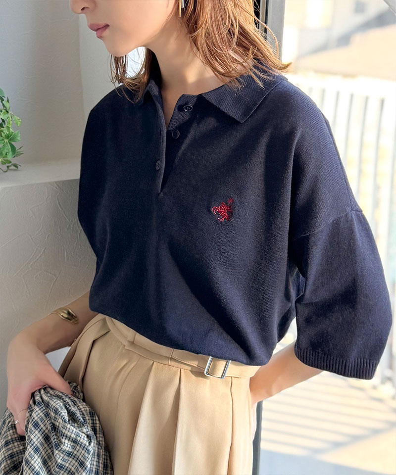 【 クラシカルエルフ classical elf 】ポロシャツ レディース トップス Tシャツ ワンポイント 刺繍 ルーズ ポロ ニット プルオーバー 半袖 おしゃれ | classicalelf | 13