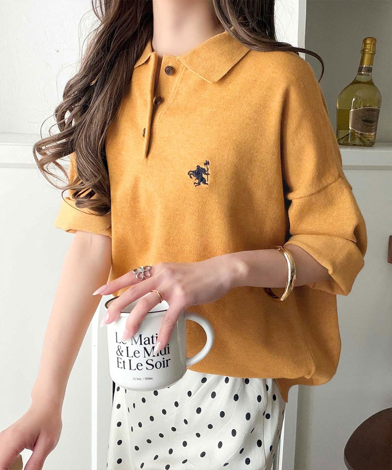 【 クラシカルエルフ classical elf 】ポロシャツ レディース トップス Tシャツ ワンポイント 刺繍 ルーズ ポロ ニット プルオーバー 半袖 おしゃれ | classicalelf | 15