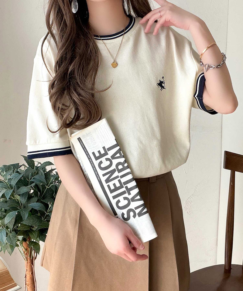 【 クラシカルエルフ classical elf 】tシャツ レディース 半袖 ロゴ トップス カットソー 鹿の子 胸刺繍 ルーズ ラウンドネック シンプル 刺繍ロゴ | classicalelf | 05