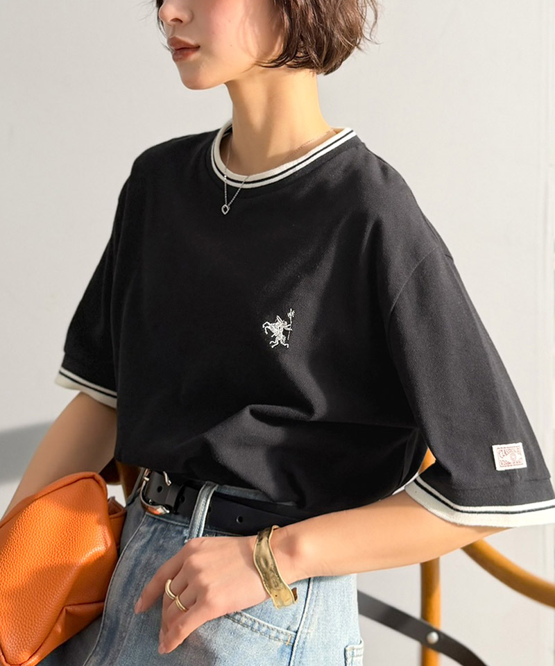 【 クラシカルエルフ classical elf 】tシャツ レディース 半袖 ロゴ トップス カットソー 鹿の子 胸刺繍 ルーズ ラウンドネック シンプル 刺繍ロゴ | classicalelf | 08