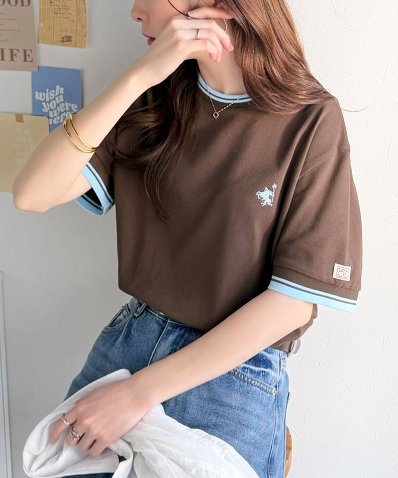 【 クラシカルエルフ classical elf 】tシャツ レディース 半袖 ロゴ トップス カットソー 鹿の子 胸刺繍 ルーズ ラウンドネック シンプル 刺繍ロゴ | classicalelf | 11