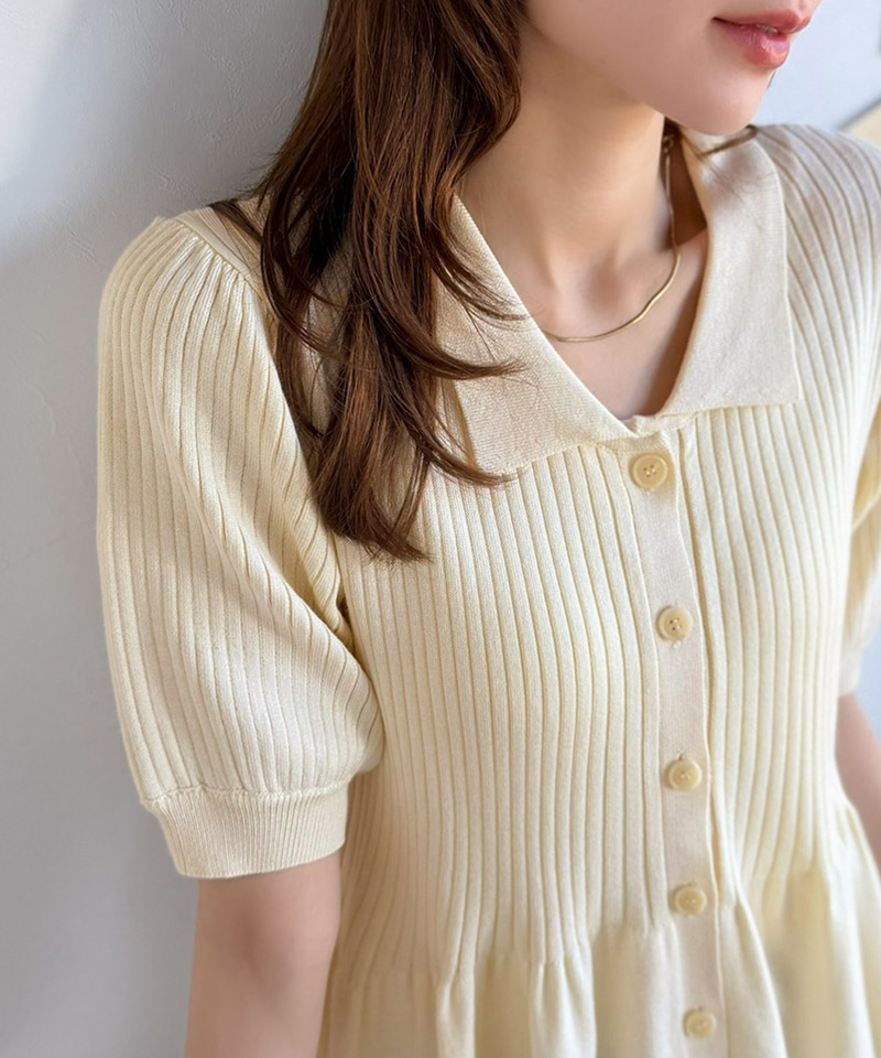 【 クラシカルエルフ classical elf 】 ニット 半袖 レディース トップス リブニット 5分袖 ペプラム | classicalelf | 03