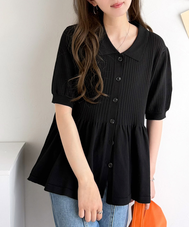 【 クラシカルエルフ classical elf 】 ニット 半袖 レディース トップス リブニット 5分袖 ペプラム | classicalelf | 07