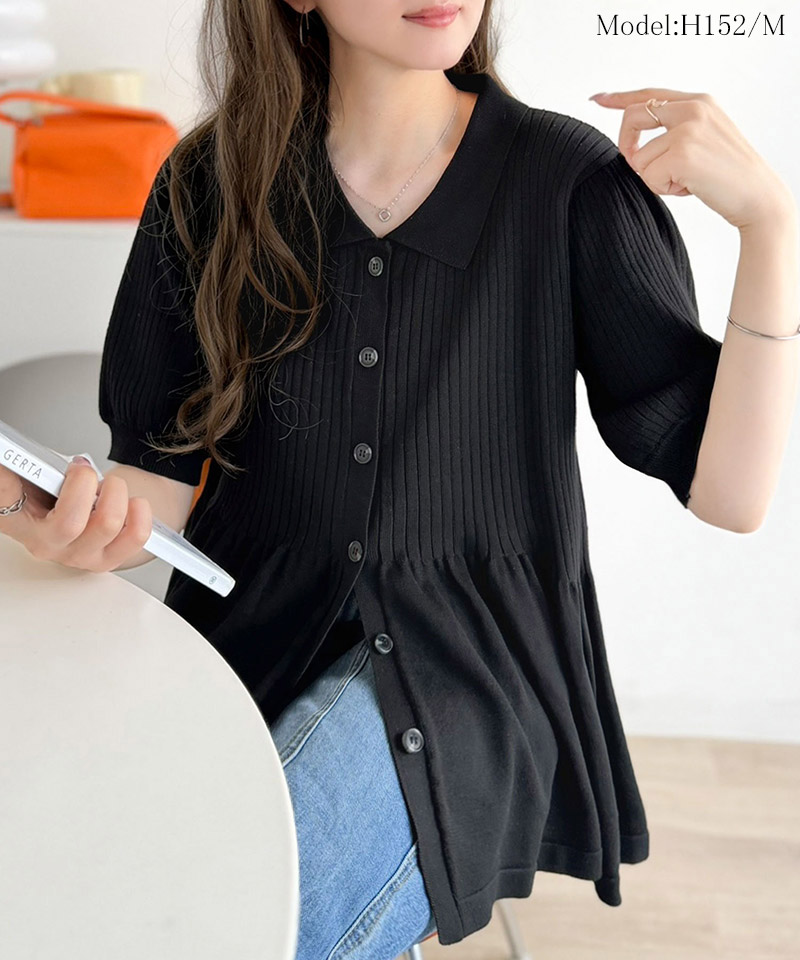 【 クラシカルエルフ classical elf 】 ニット 半袖 レディース トップス リブニット 5分袖 ペプラム | classicalelf | 08