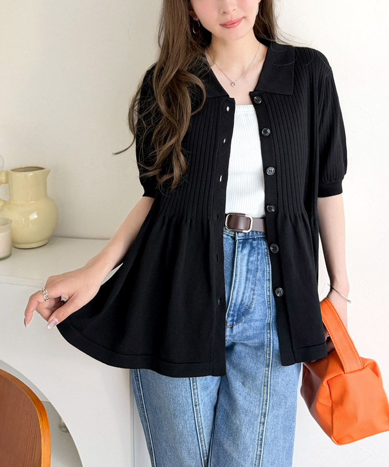 【 クラシカルエルフ classical elf 】 ニット 半袖 レディース トップス リブニット 5分袖 ペプラム | classicalelf | 09