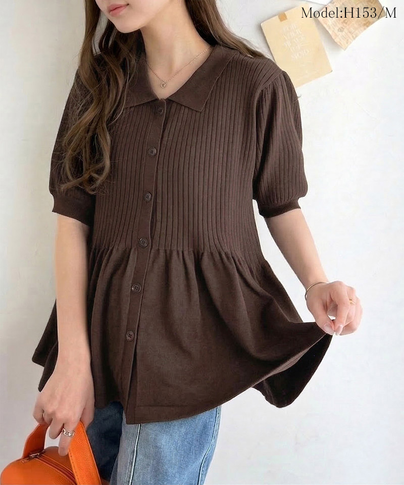 【 クラシカルエルフ classical elf 】 ニット 半袖 レディース トップス リブニット 5分袖 ペプラム | classicalelf | 10