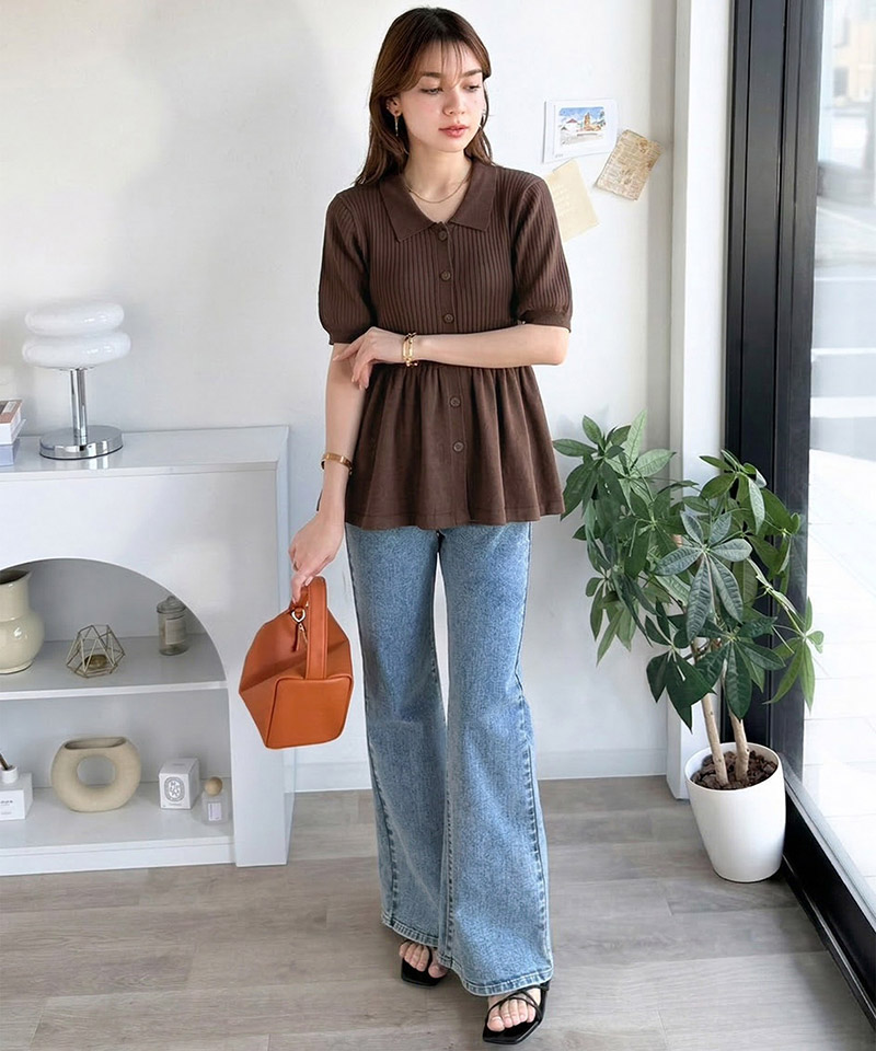 【 クラシカルエルフ classical elf 】 ニット 半袖 レディース トップス リブニット 5分袖 ペプラム | classicalelf | 12