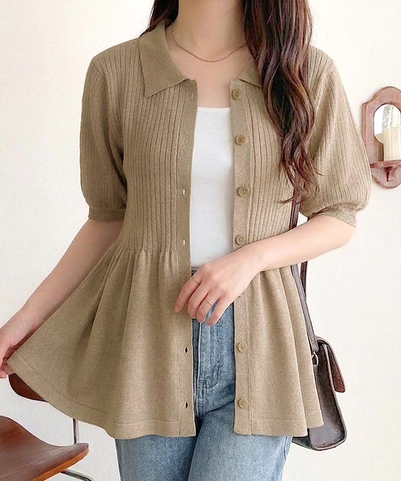 【 クラシカルエルフ classical elf 】 ニット 半袖 レディース トップス リブニット 5分袖 ペプラム | classicalelf | 14