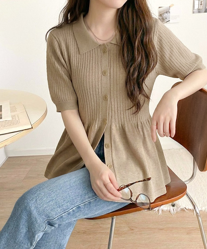 【 クラシカルエルフ classical elf 】 ニット 半袖 レディース トップス リブニット 5分袖 ペプラム | classicalelf | 15