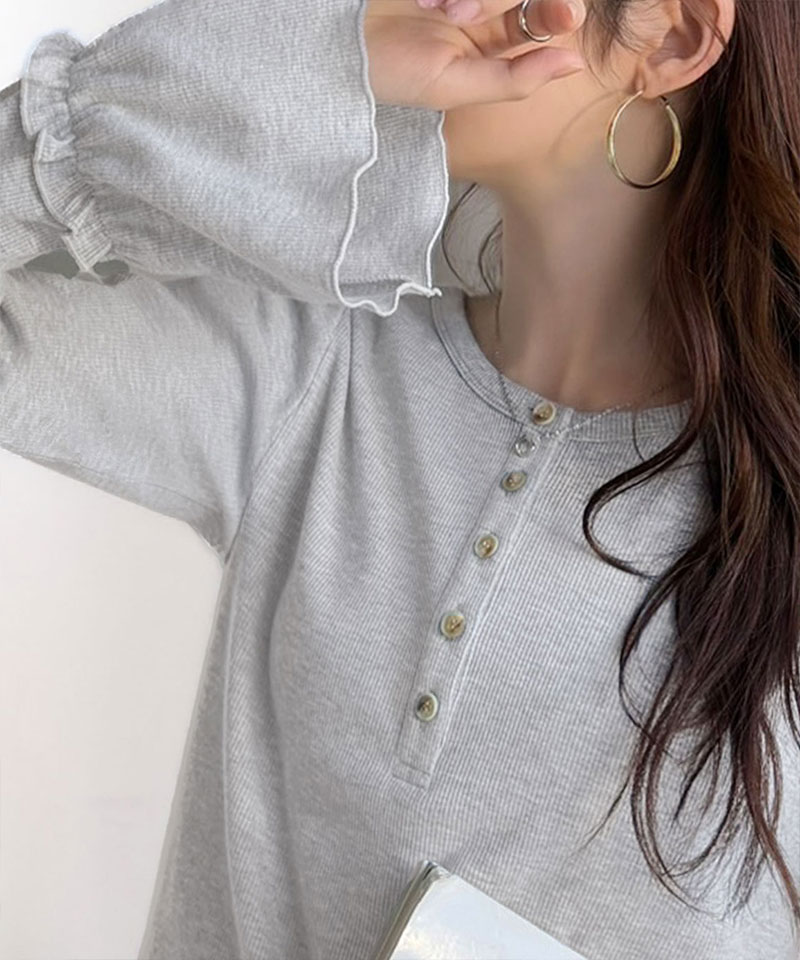 【 クラシカルエルフ classical elf 】トップス レディース 春 可愛い 1枚で決まる Tシャツ 前後 2way ヘンリーネック キャンディスリーブ プルオーバー | classicalelf | 10