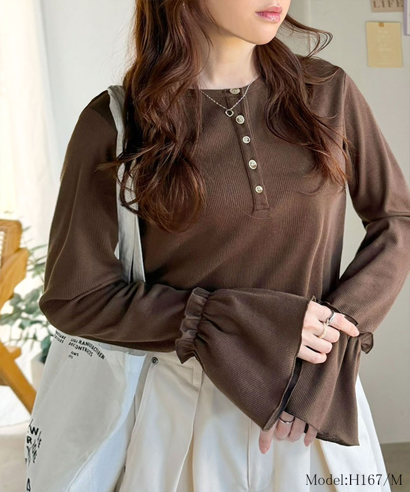 【 クラシカルエルフ classical elf 】トップス レディース 春 可愛い 1枚で決まる Tシャツ 前後 2way ヘンリーネック キャンディスリーブ プルオーバー | classicalelf | 11