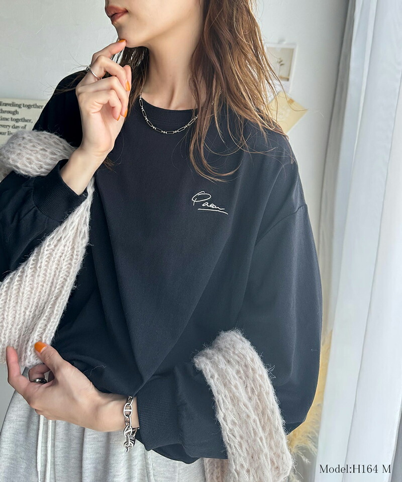 綿100%ワンポイント胸刺繍シンプル オーバーサイズ ロングTシャツ Classical Elf クラシカルエルフ ce1260187 | classicalelf | 09