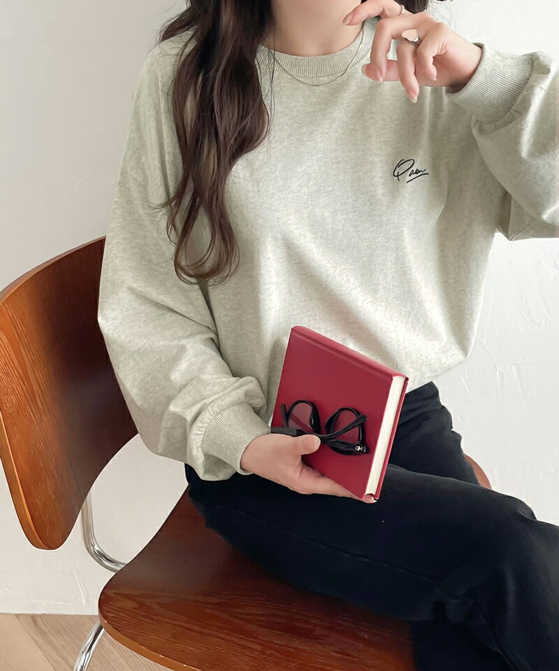 綿100%ワンポイント胸刺繍シンプル オーバーサイズ ロングTシャツ Classical Elf クラシカルエルフ ce1260187 | classicalelf | 13