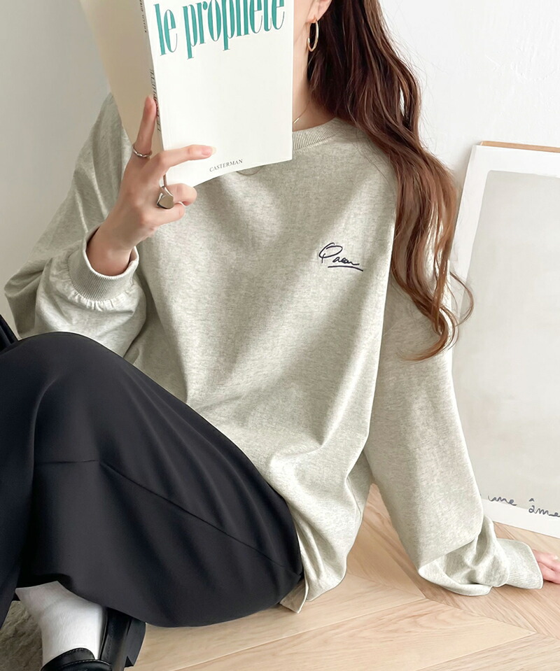 綿100%ワンポイント胸刺繍シンプル オーバーサイズ ロングTシャツ Classical Elf クラシカルエルフ ce1260187 | classicalelf | 14