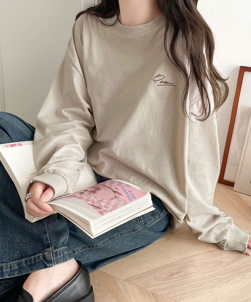 綿100%ワンポイント胸刺繍シンプル オーバーサイズ ロングTシャツ Classical Elf クラシカルエルフ ce1260187 | classicalelf | 16