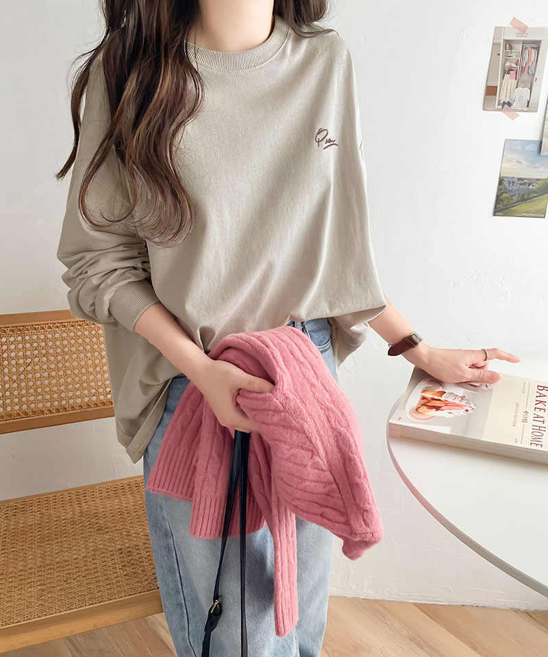綿100%ワンポイント胸刺繍シンプル オーバーサイズ ロングTシャツ Classical Elf クラシカルエルフ ce1260187 | classicalelf | 17