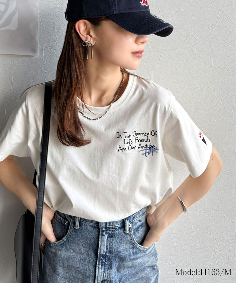 オーガニックコットン100%らくがき風刺繍 無地＆ボーダー柄半袖Tシャツ  Classical Elf クラシカルエルフ ce1260396 | classicalelf | 03