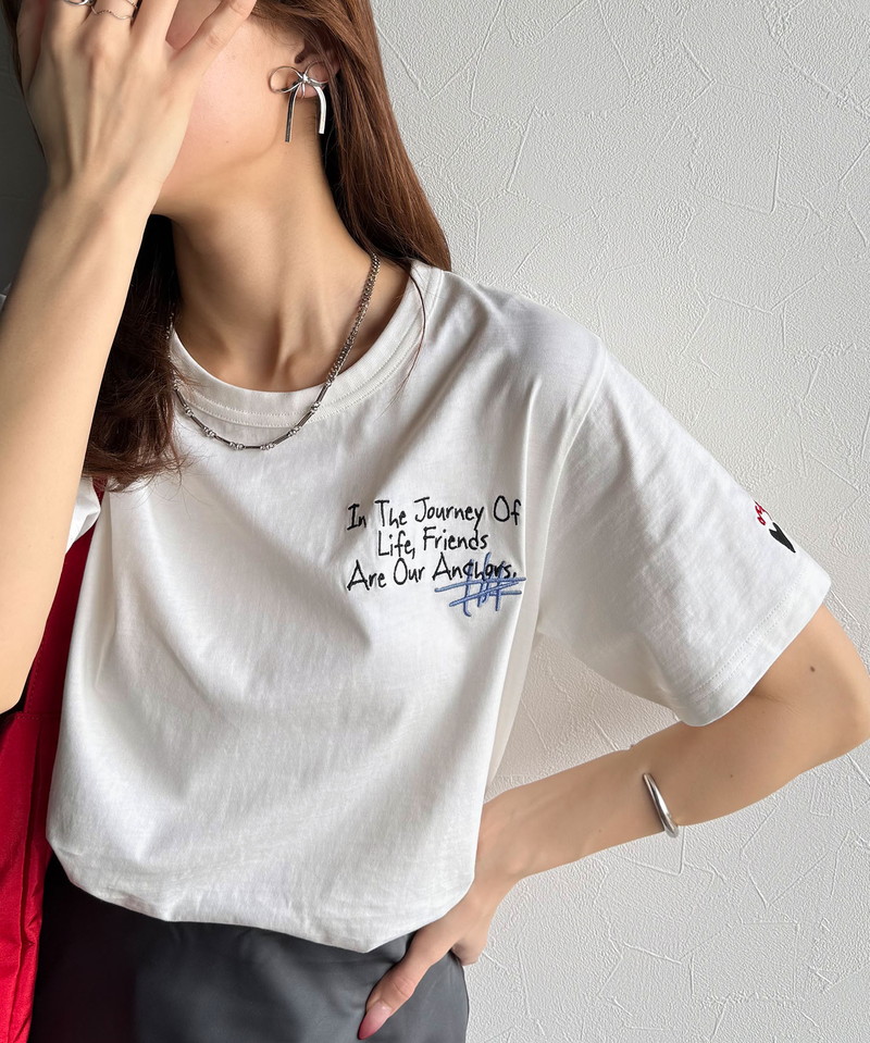 オーガニックコットン100%らくがき風刺繍 無地＆ボーダー柄半袖Tシャツ  Classical Elf クラシカルエルフ ce1260396 | classicalelf | 04